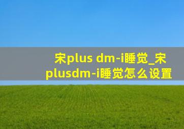 宋plus dm-i睡觉_宋plusdm-i睡觉怎么设置